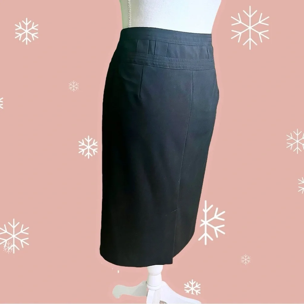 Sandro Sportswear Black Midi Pencil Skirt With Zip Fly & Belt Loops Size 12